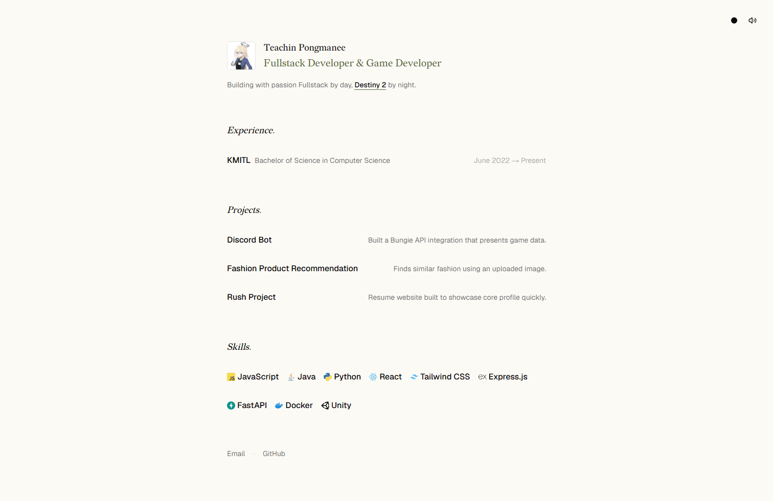 Preview of Teachin Pongmanee's showcase site